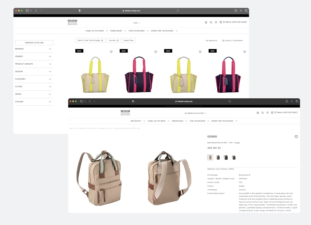 Sales App screenshot Beheim brands